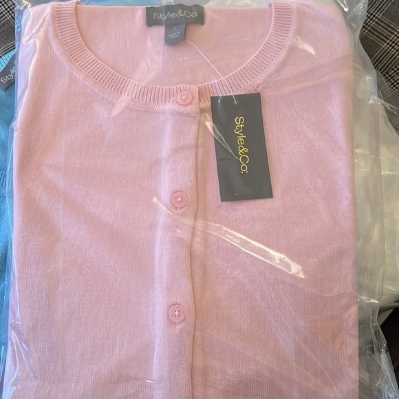 Style & Co Women’s PALE PINK Cardigan Crewneck NEW with Tags in Size Large - Picture 2 of 14